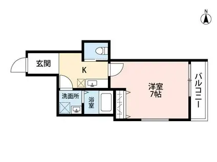 ルミエールいずみ中央(1K/2階)の間取り写真