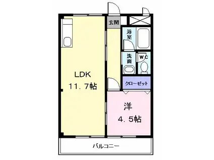 シティハイツ南脇(1LDK/2階)の間取り写真