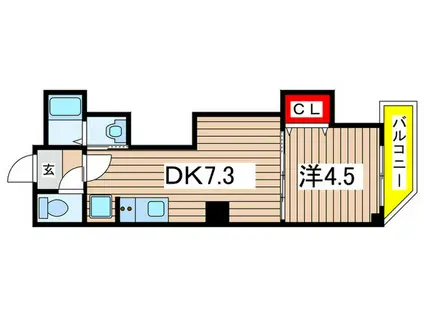 PUNAHELE(1DK/4階)の間取り写真