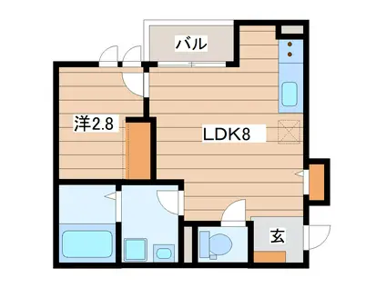 プルミエールJINNO(1LDK/1階)の間取り写真