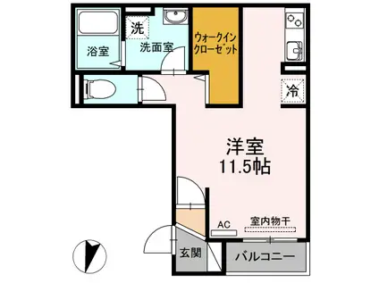 フレッチェ・ボスコII(ワンルーム/3階)の間取り写真