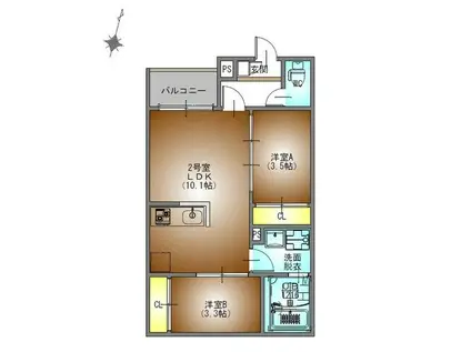 REGALEST道徳駅前(2LDK/3階)の間取り写真
