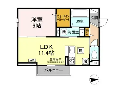 RESUA向中野 C棟(1LDK/1階)の間取り写真
