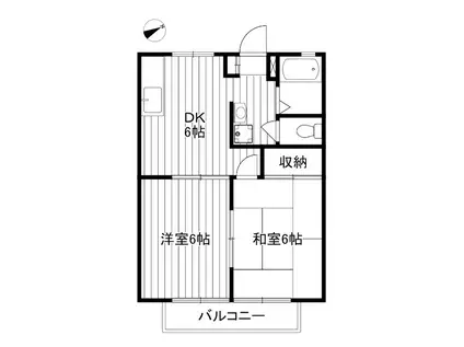 ヴィレッジルナ(2DK/1階)の間取り写真