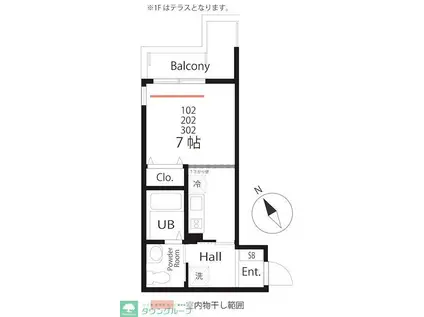 ハーミットクラブハウス横浜三ツ沢下町(ワンルーム/1階)の間取り写真