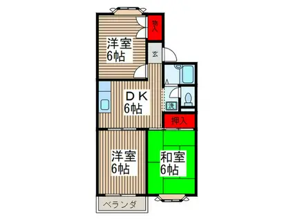クレストF2(3DK/2階)の間取り写真