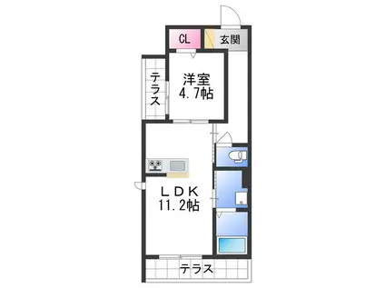 ハルミエールII(1LDK/1階)の間取り写真