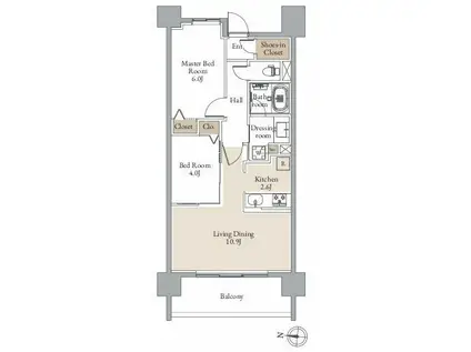 レジディア仙台北四番丁プレイス(2LDK/10階)の間取り写真