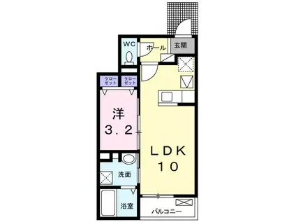 スイートグレイス II(1LDK/1階)の間取り写真