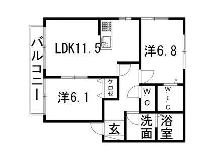 LEVANTE FORT(2LDK/1階)の間取り写真