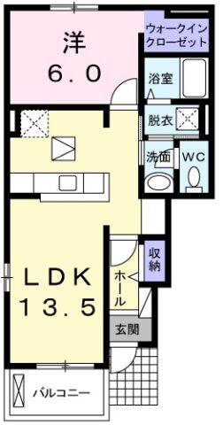 ジュピター(1LDK/1階)の間取り写真
