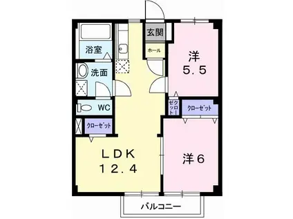 シティシャトレ(2LDK/2階)の間取り写真