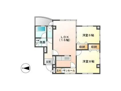 ホリーガーデン作見(2LDK/3階)の間取り写真