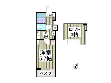 OWL堀切(1K/3階)の間取り写真