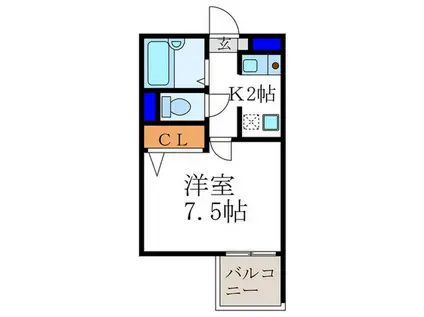 第4マインたなべ(1K/3階)の間取り写真