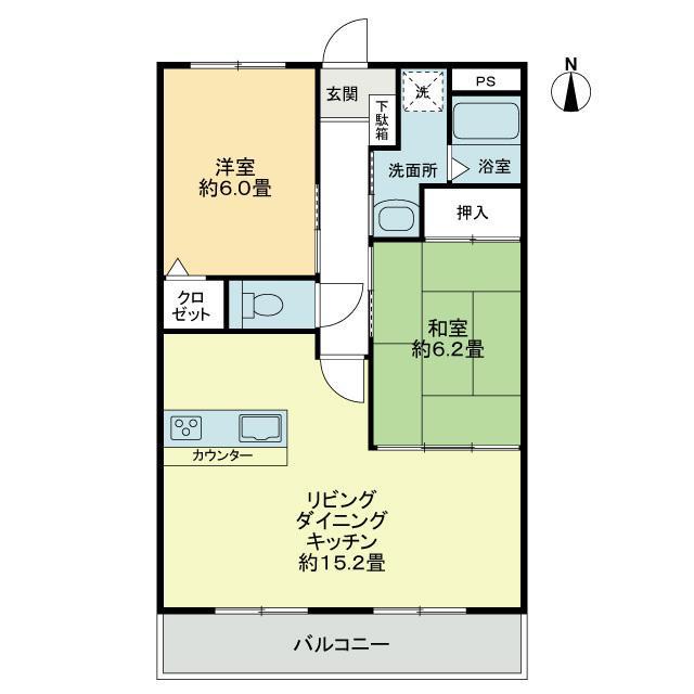 フォブール司(2LDK/2階)の間取り写真