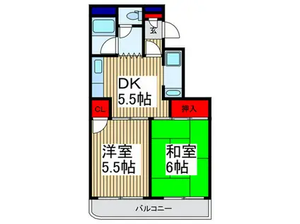 ロイヤルメイゾン(2DK/4階)の間取り写真