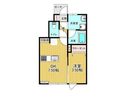 PINOT NOIR(1DK/1階)の間取り写真