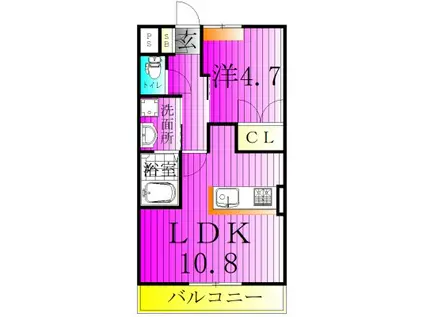 ルミナス(1LDK/2階)の間取り写真