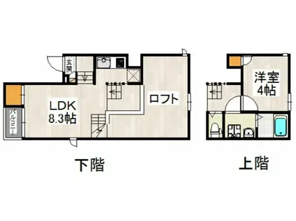 CB東比恵フェリア(1LDK/2階)の間取り写真