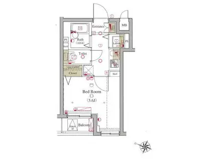 ヴォーガコルテ池上(1K/2階)の間取り写真