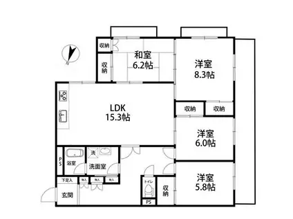 リリーディアたまプラーザ(4LDK/3階)の間取り写真