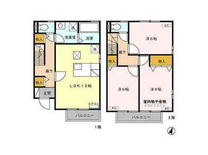 フレシール C(3LDK/2階)の間取り写真