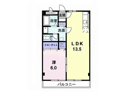 パルネットエポック(1LDK/2階)の間取り写真