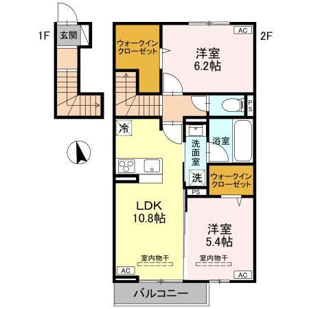 RESIDIA 東城南(2LDK/2階)の間取り写真
