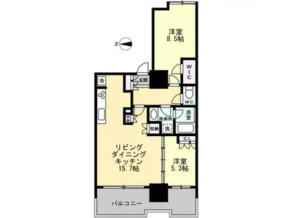 プレミストタワー総曲輪(2LDK/7階)の間取り写真