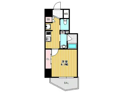 LOG戸越公園(1K/2階)の間取り写真