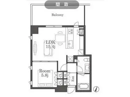 福岡大名ガーデンシティレジデンス(1LDK/9階)の間取り写真