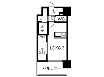 アルティザ仙台花京院(1DK/11階)の間取り写真