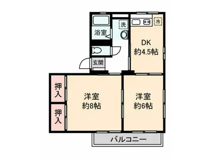 シティハイムプリムロウズB(2DK/2階)の間取り写真