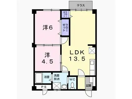 井上ハイツ(2LDK/1階)の間取り写真