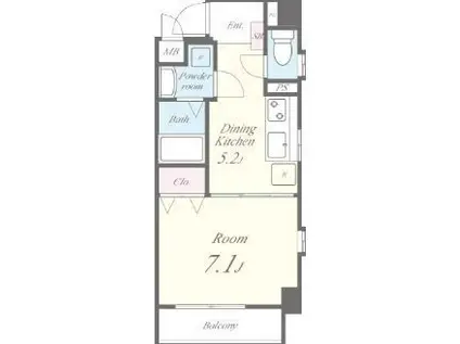 プラムガーデン(1DK/4階)の間取り写真