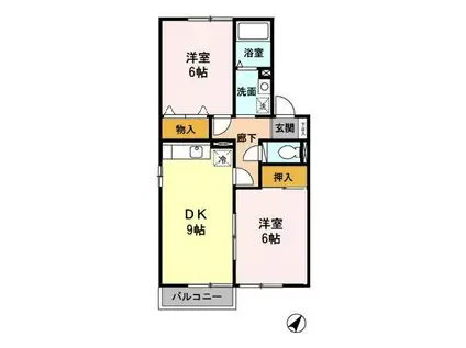 セジュールカルチェ(2DK/2階)の間取り写真