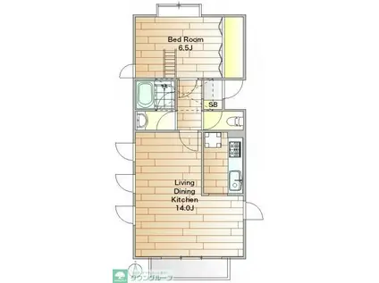 JUIMA(1LDK/2階)の間取り写真