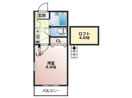 ミラフローレス橘(1K/2階)の間取り写真