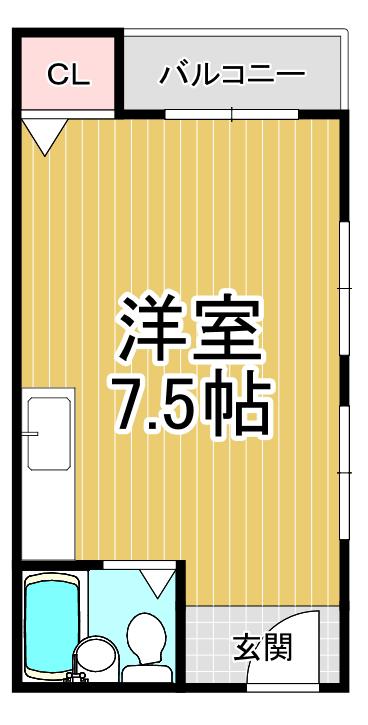 ブルーランス(ワンルーム/2階)の間取り写真