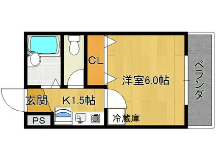 エルミタージュ都(1K/2階)の間取り写真
