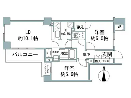 クレストフォルム錦糸町(2SLDK/5階)の間取り写真