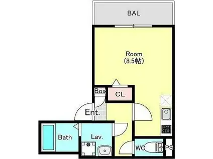 ジーメゾン福生武蔵台(ワンルーム/1階)の間取り写真