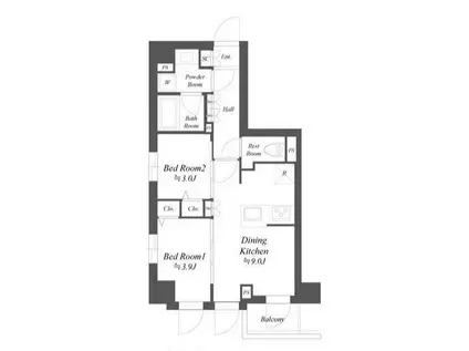 ブランシエスタ品川大井町パークエッジ(2DK/5階)の間取り写真