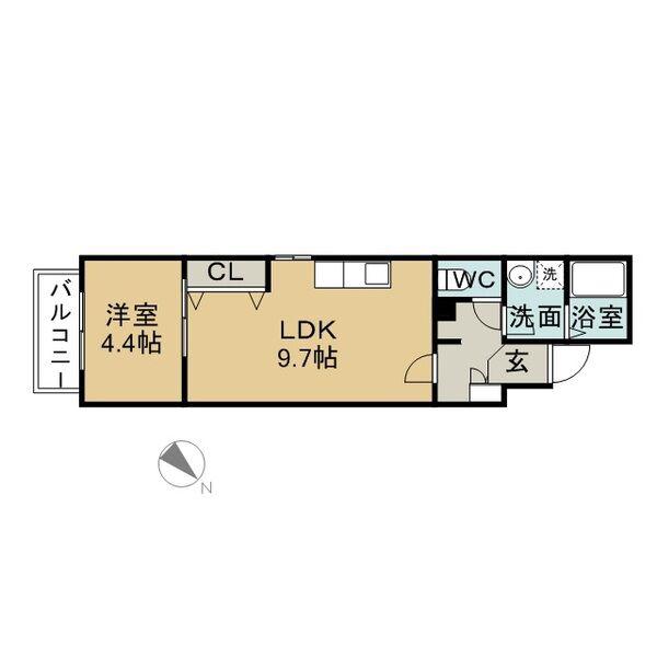 LECIEL中村日赤(1LDK/1階)の間取り写真