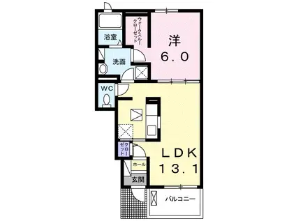 フランボワーズ篠山II(1LDK/1階)の間取り写真