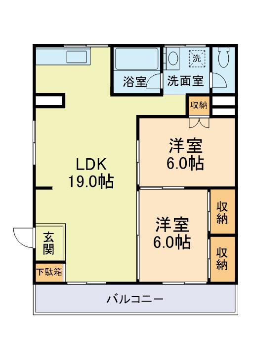 インターコーポ御領(2LDK/1階)の間取り写真
