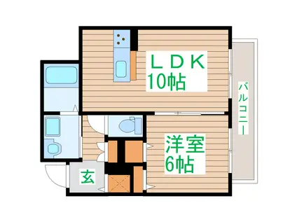 メゾンマスト中倉(1LDK/1階)の間取り写真