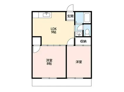 ラ・ベラヴィータ(2DK/2階)の間取り写真