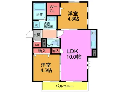 ETERNITY K(2LDK/2階)の間取り写真